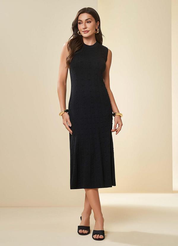 Vista 2 Vestido Midi Nature com Textura Preto Doce Trama Doce Trama