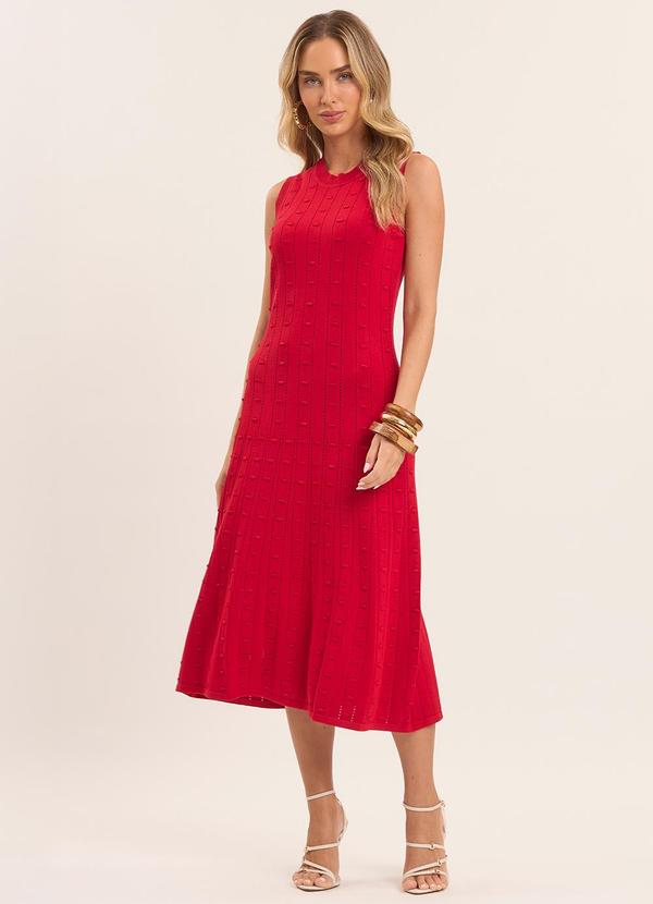 Vista 2 Vestido Midi Nature com Textura Vermelho Doce Trama Doce Trama