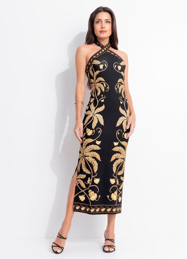 Vestido Midi Ourinho Tropical Preto