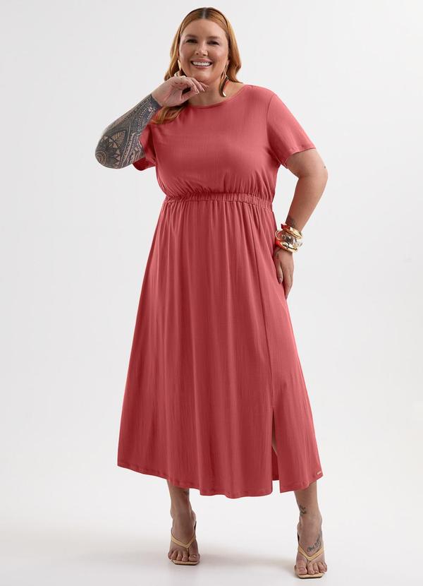 Vestido Midi Plus Size em Viscose Vermelho
