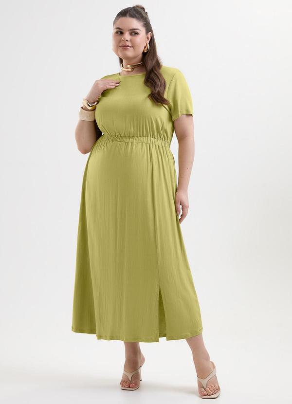 Vestido Midi Plus Size em Viscose Verde