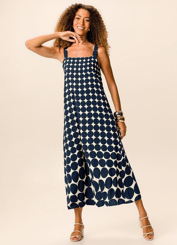 Vestido Mídi Poá Malwe Azul Marinho