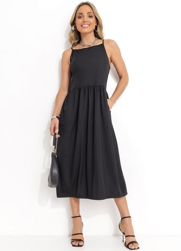 Vestido Midi Preto com Alças