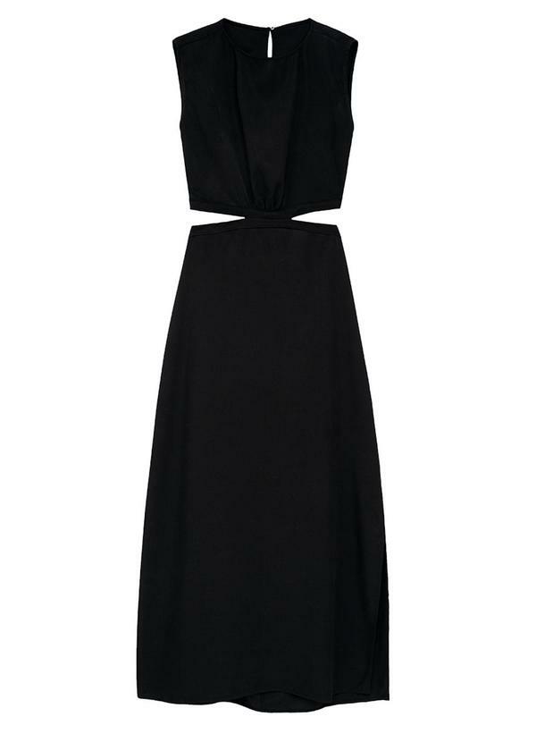 Vestido MÃdi Reto Cut Out Preto