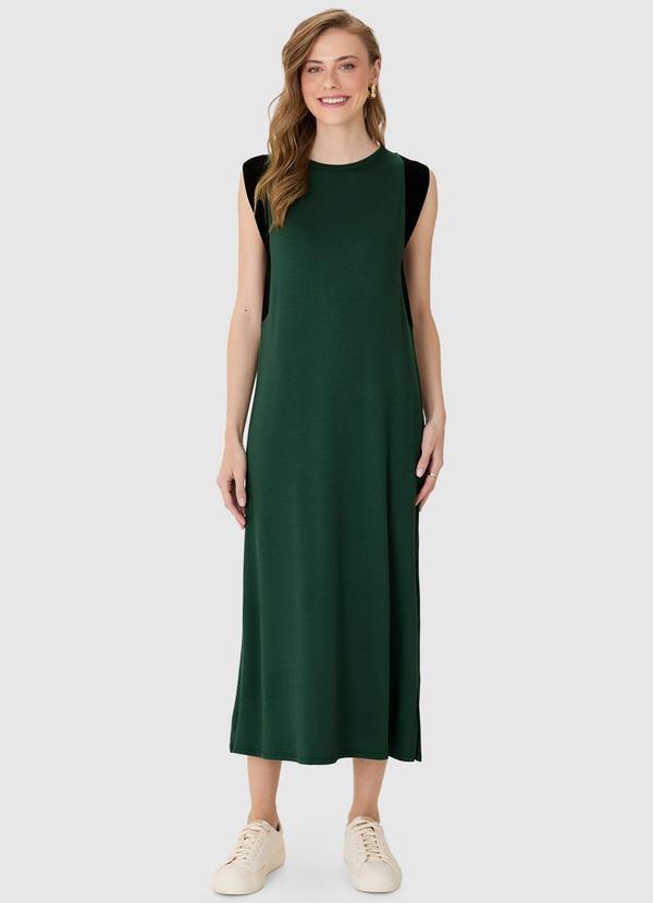 Vestido Mídi Reto em Moletinho Verde Militar