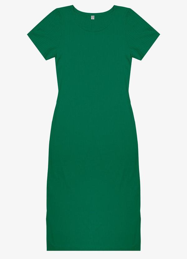 Vestido Midi Ribana Canelada Básico Verde