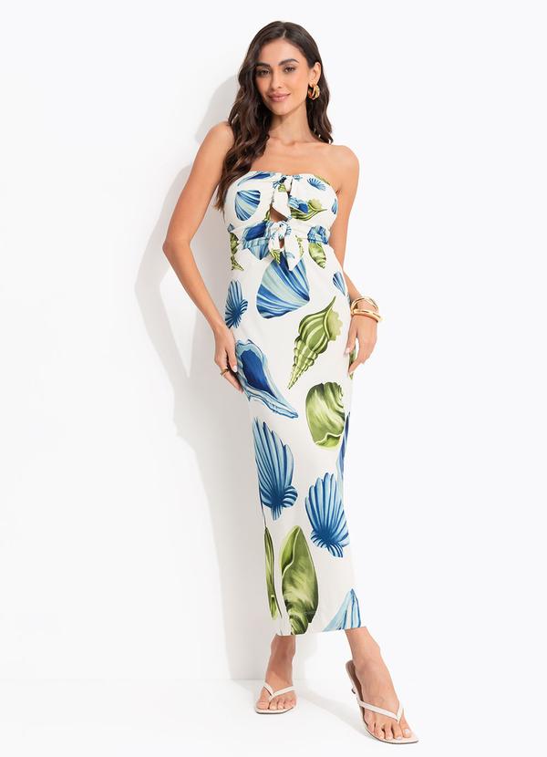 Vestido Midi sem Alça Concha Litoral Off White