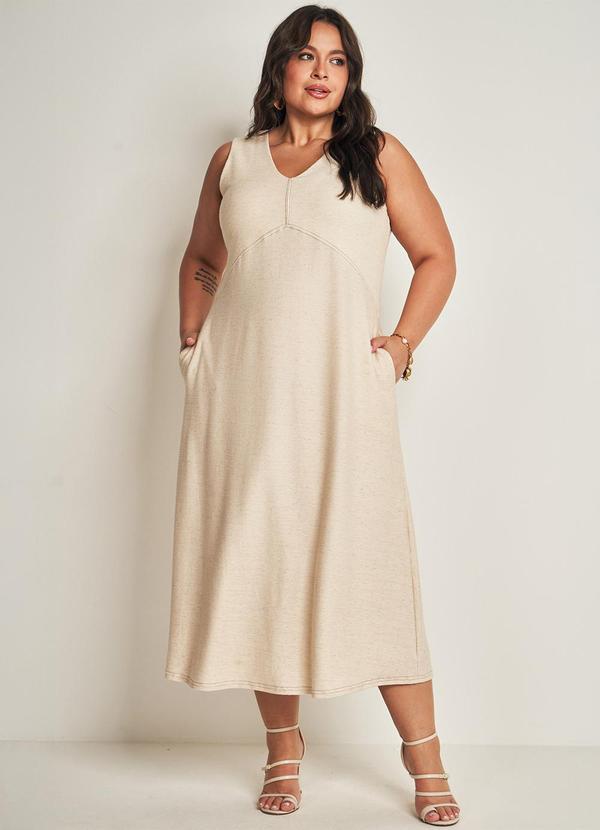 Vestido Midi sem Manga Branco