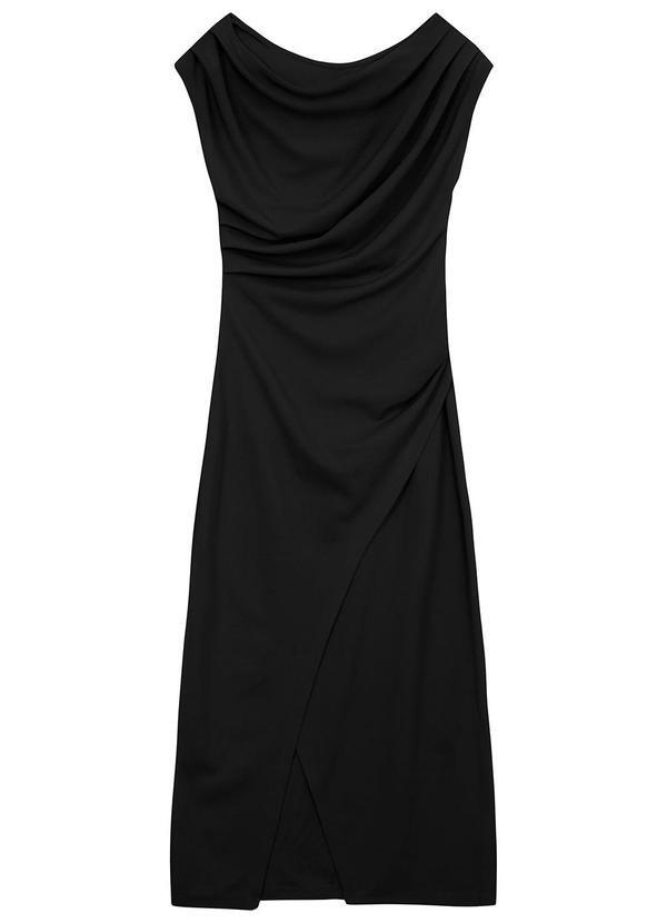 Vestido Midi Transpassado Preto