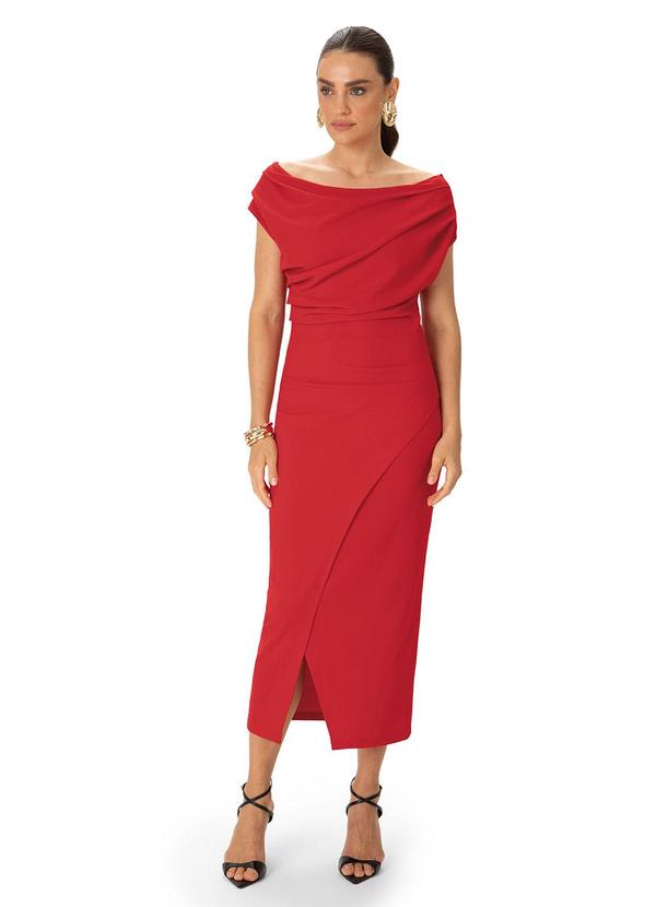 Vestido Midi Transpassado Vermelho