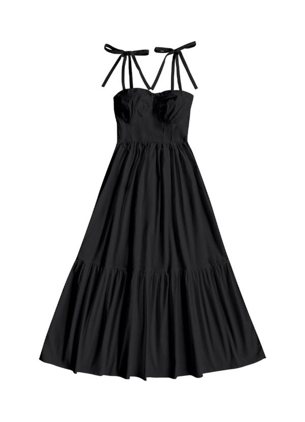 Vestido Midi Tricoline Preto