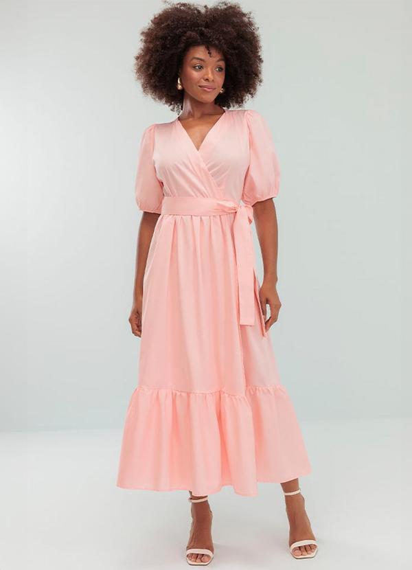 Vista 2 Vestido Midi Tricoline Rosa Angel Angel