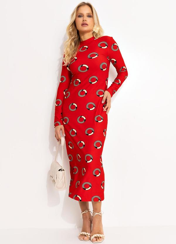 Vestido Midi Tuca Poá Vermelho