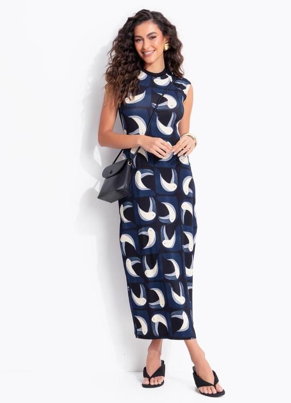 Vestido Midi Tuca Tropical Preto