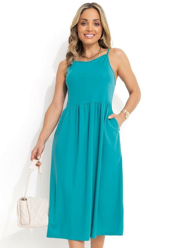 Vestido Midi Turquesa com Alças