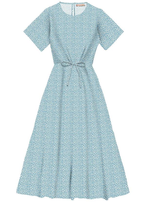 Vestido Midi Viscose Estampada Azul