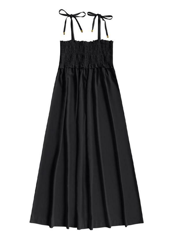 Vestido Midi Viscose Lisa Preto