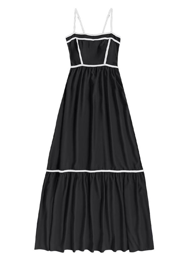 Vestido Midi Viscose Lisa Preto