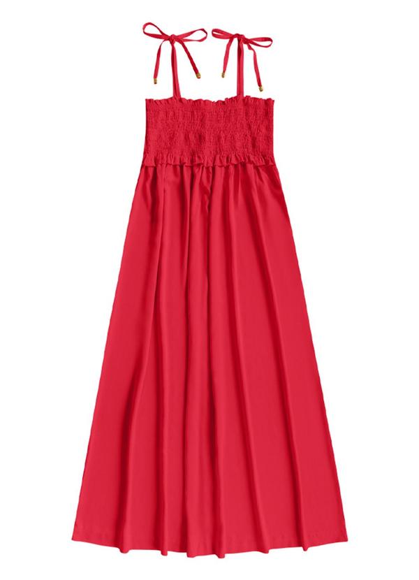 Vestido Midi Viscose Lisa Vermelho