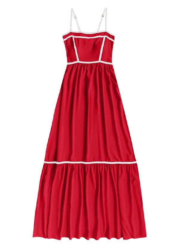 Vestido Midi Viscose Lisa Vermelho