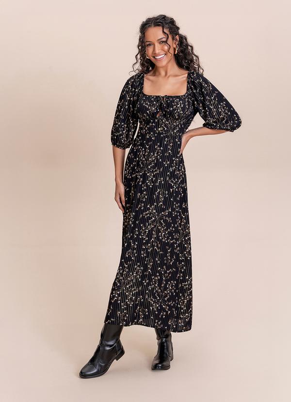 Vestido Midi Viscose Lurex Preto