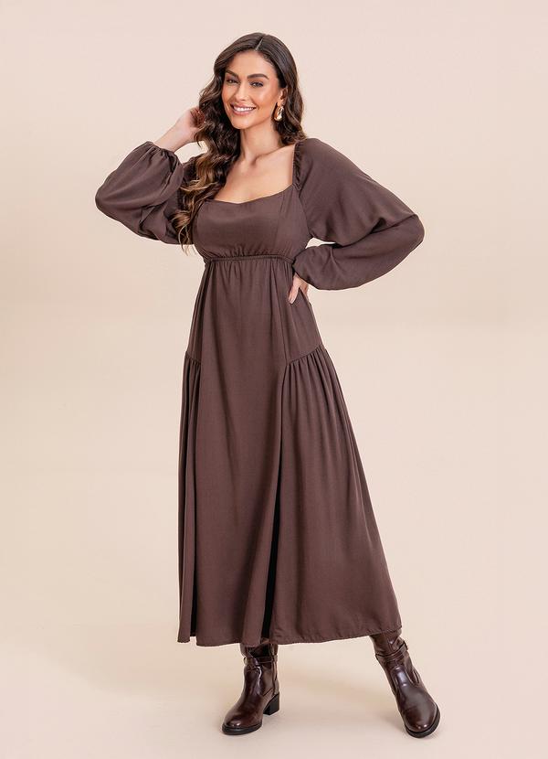 Vestido Midi Viscose Marrom