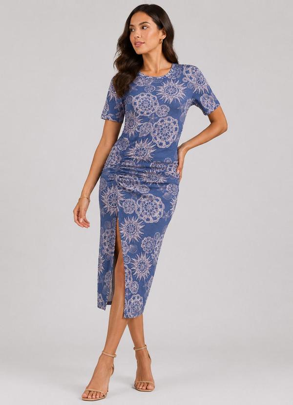 Vestido Midi Viscotorcion Rotativo Azul