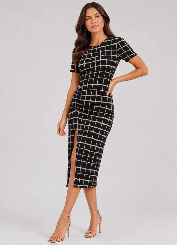 Vestido Midi Viscotorcion Rotativo Preto