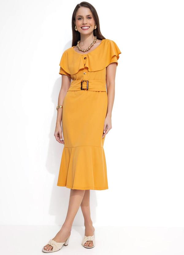 Vista 2 Vestido Mostarda com Faixa Fixa Rosalie Rosalie