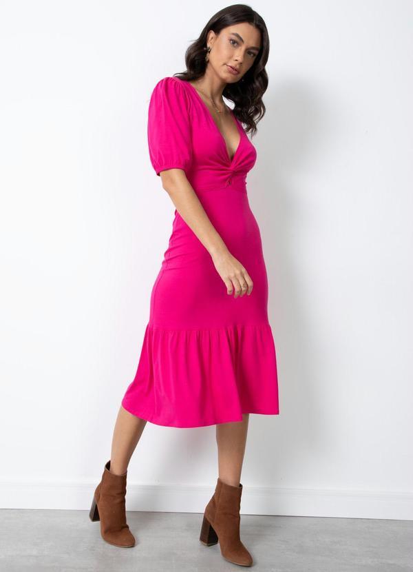 Vestido Pink com Detalhe em Torção