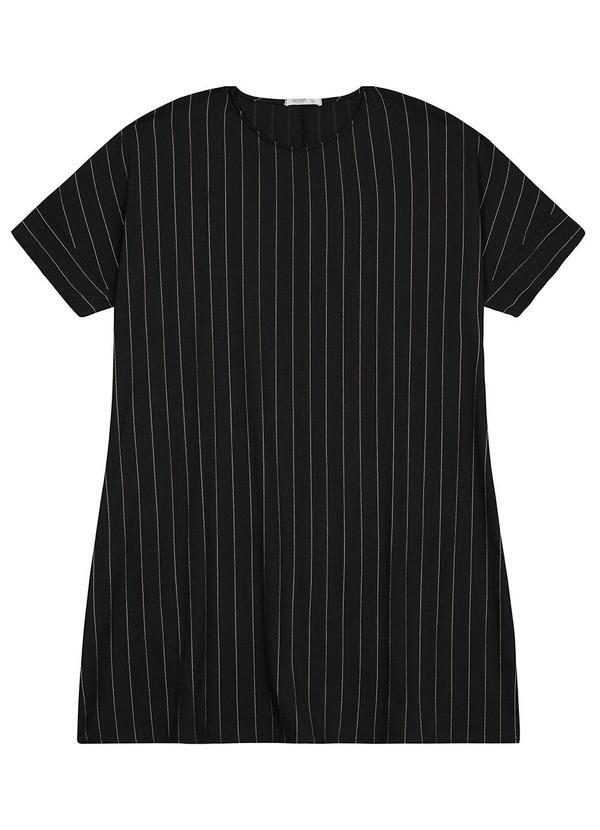 Vestido Plus Size em Visco Listras Preto