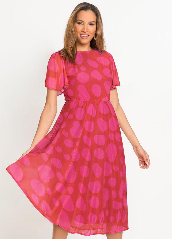 Vestido Poá Abstrato em Tule