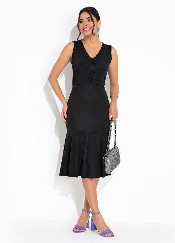 Vista 2 Vestido Preto com Babado Rosalie Rosalie