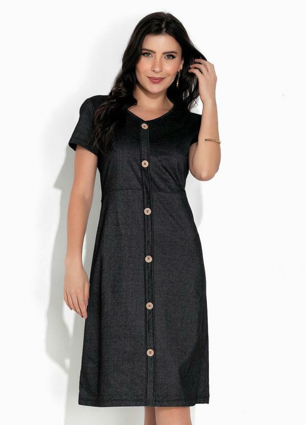 Vestido Preto com Botão
