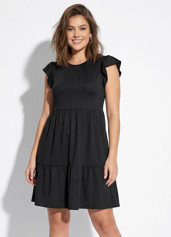 Vista 2 Vestido Preto com Manga em Babado Moda Pop Moda Pop