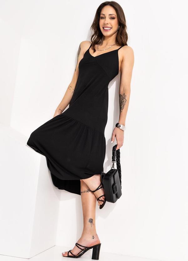 Vestido Preto em Canelado