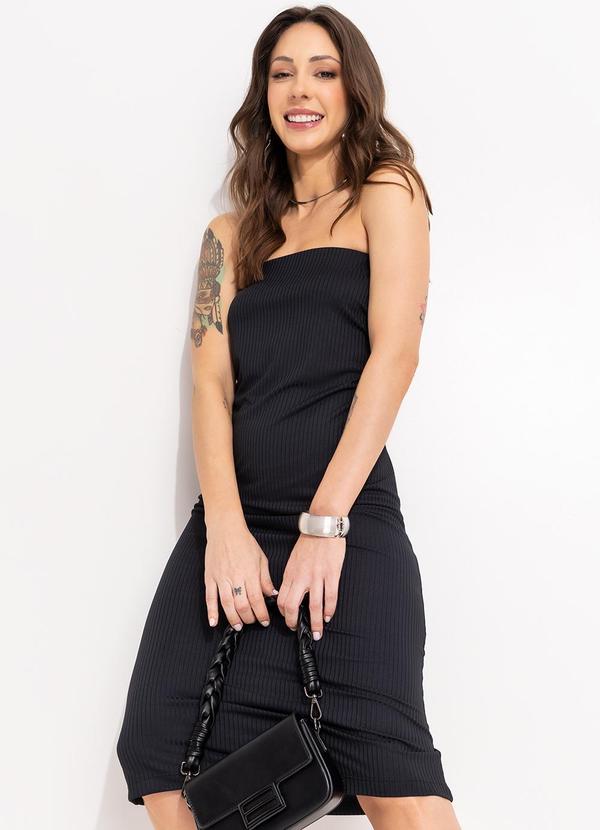 Vestido Preto em Canelado