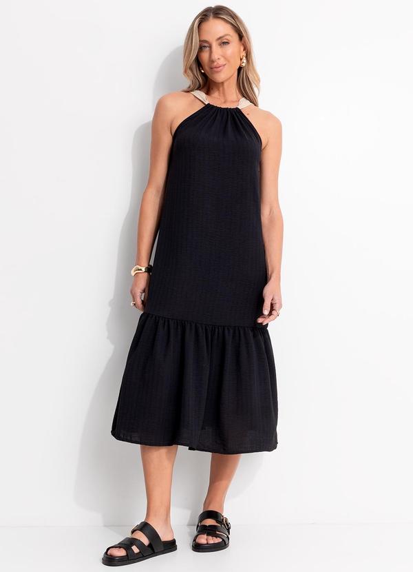 Vestido Preto em Crepe Plano