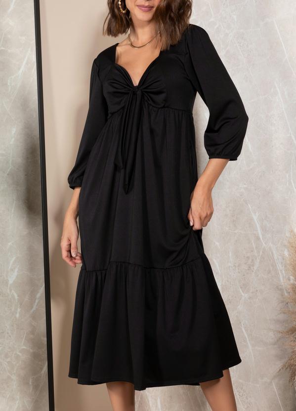 Vestido Preto em Malha Crepe