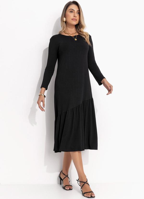 Vestido Preto em Malha de Viscose