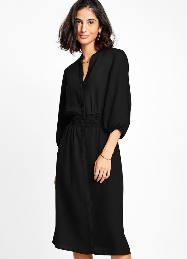 Vestido Preto em Viscose Plana