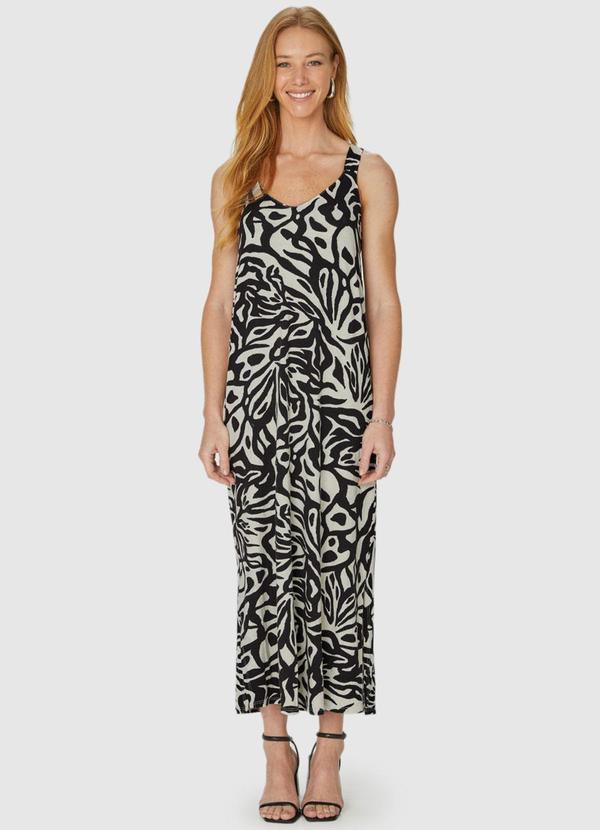 Vista 2 Vestido Preto Midi Abstrato Malwee Malwee