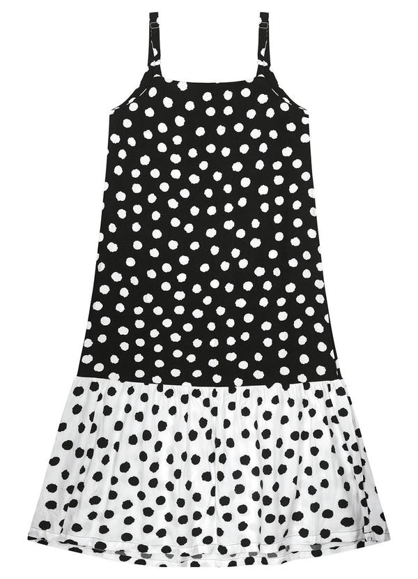 Vestido Preto Mídi Poá