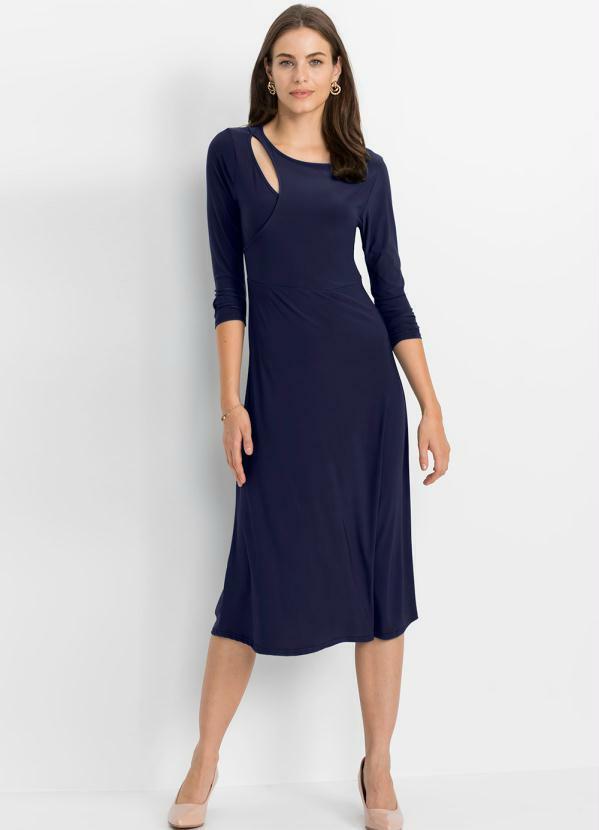 Vestido Recorte Vazado Azul