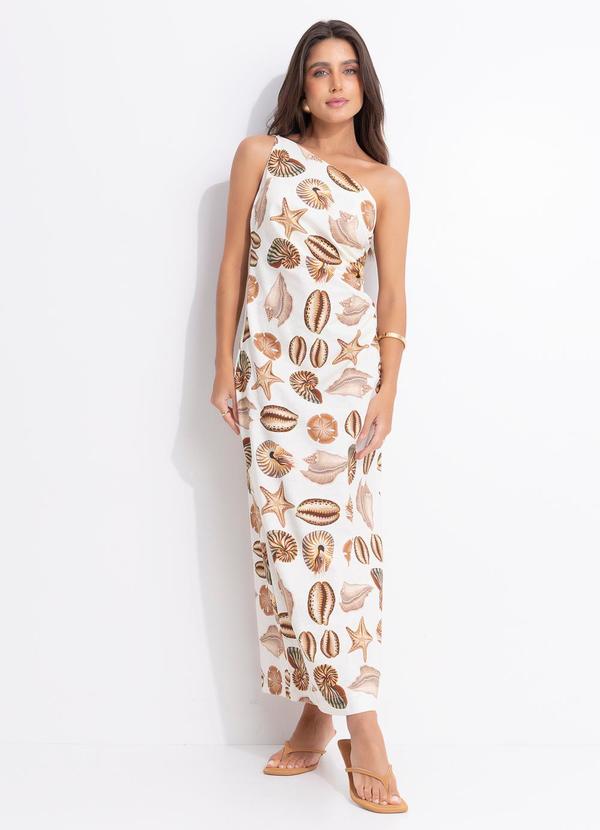 Vestido Reto Conchas Bege