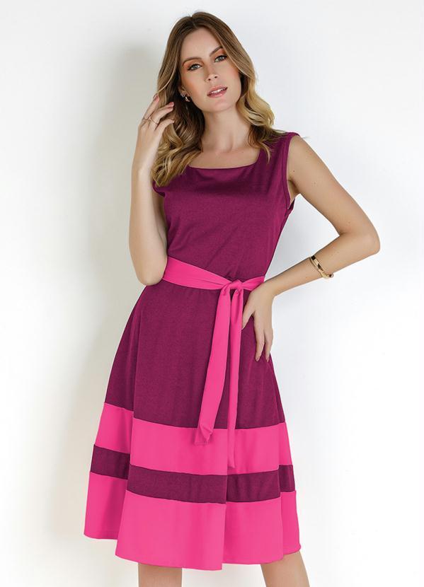 Vista 2 Vestido Rosa com Faixa Rosalie Rosalie