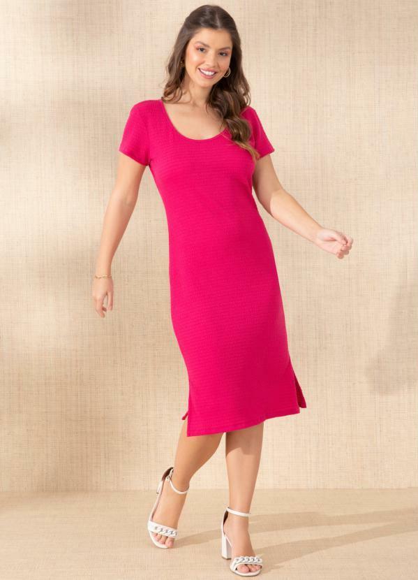 Vista 2 Vestido Rosa com Mangas Curtas Quintess Quintess