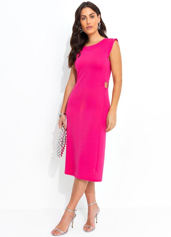 Vista 2 Vestido Rosa em Malha Anarruga Quintess Quintess