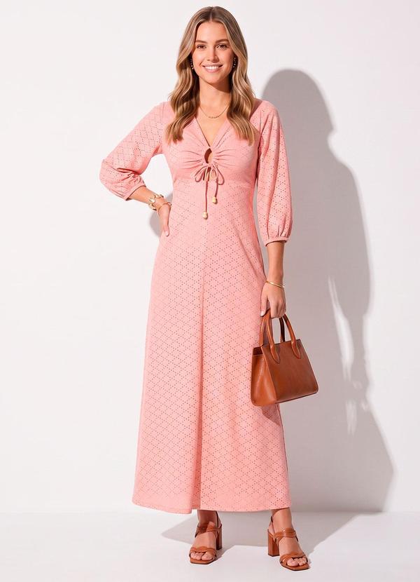 Vestido Rosa em Malha Laise