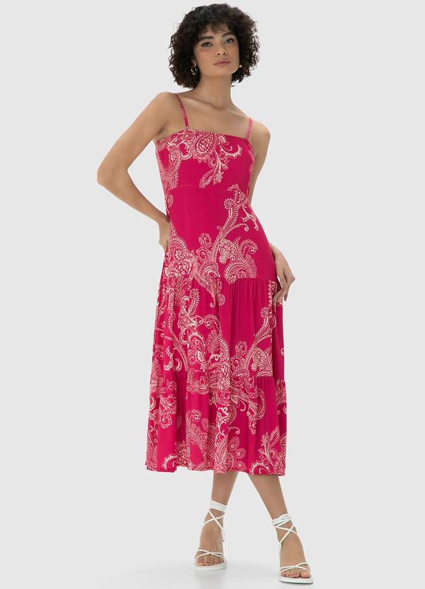 Vista 2 Vestido Rosa Paisley Midi Marias Enfim Enfim